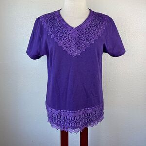Hummingbird Purple Short Sleeve Tip Size M EUC